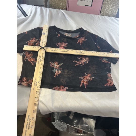 Angel Crop Sheer Shirt Junior Sexy  Large 462 - Picture 7 of 7